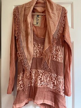 Fleur de Lis Collection Rose Blush Lace & Mesh Layered Tunic